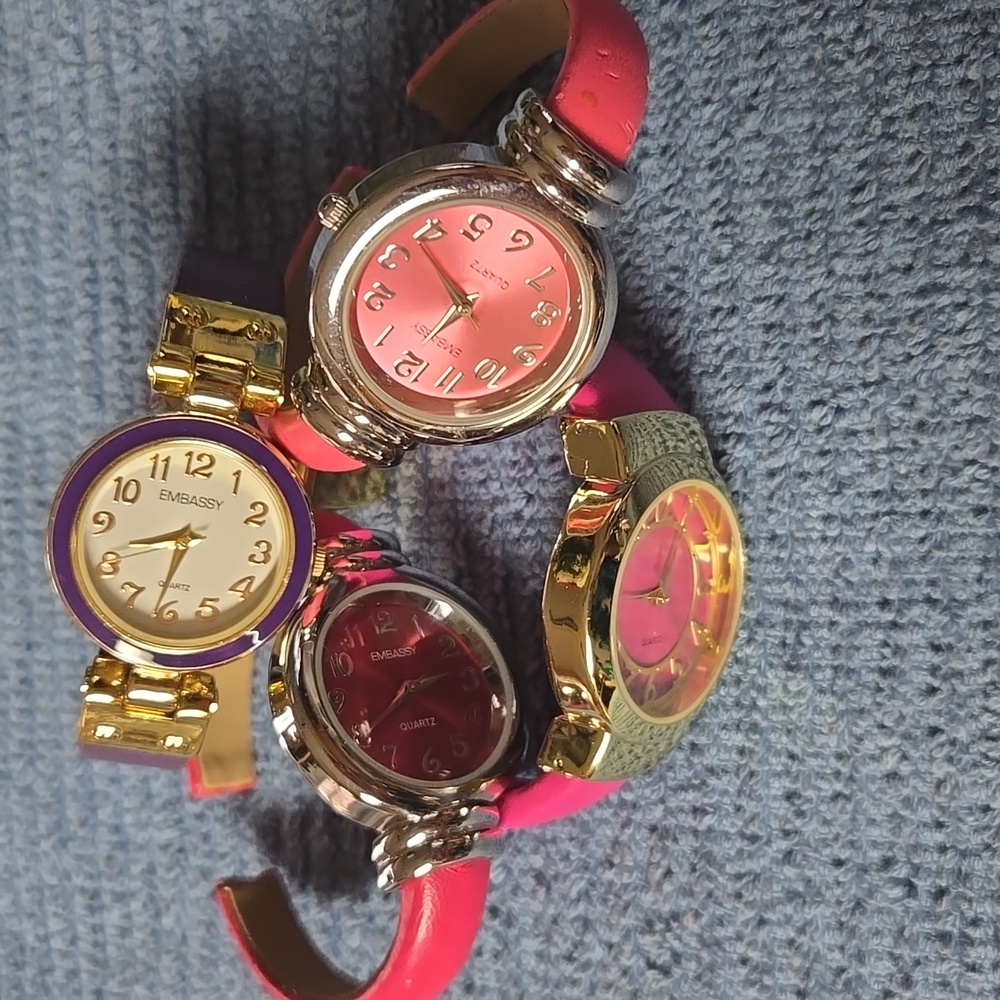 Ladies Watches, 4 in this Lot.  Leather Bands
